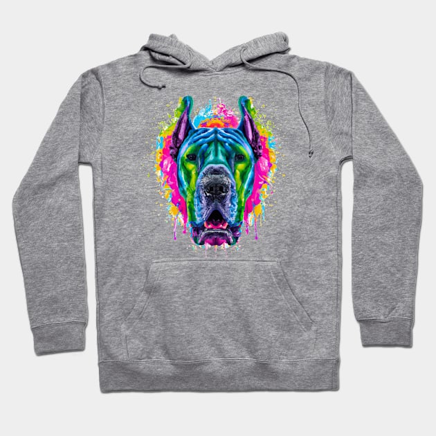 Great Dane German Mastiff Mural Art Print Hoodie by Furrban